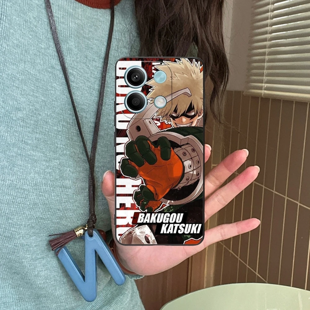 Hero Katsuki Bakugo Cell Phone Case for Xiaomi Redmi Note 13 12 11 10 9 8 7 6 S A Pro Lite Plus 5G Black Soft Phone Cover Shell