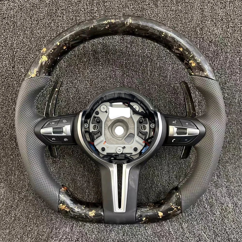 Forged gold foil carbon fiber steering wheel for BMW F30 F32 F10 F20 F07 F01 F90 E90 M3 M5 sport multifunction steering wheel