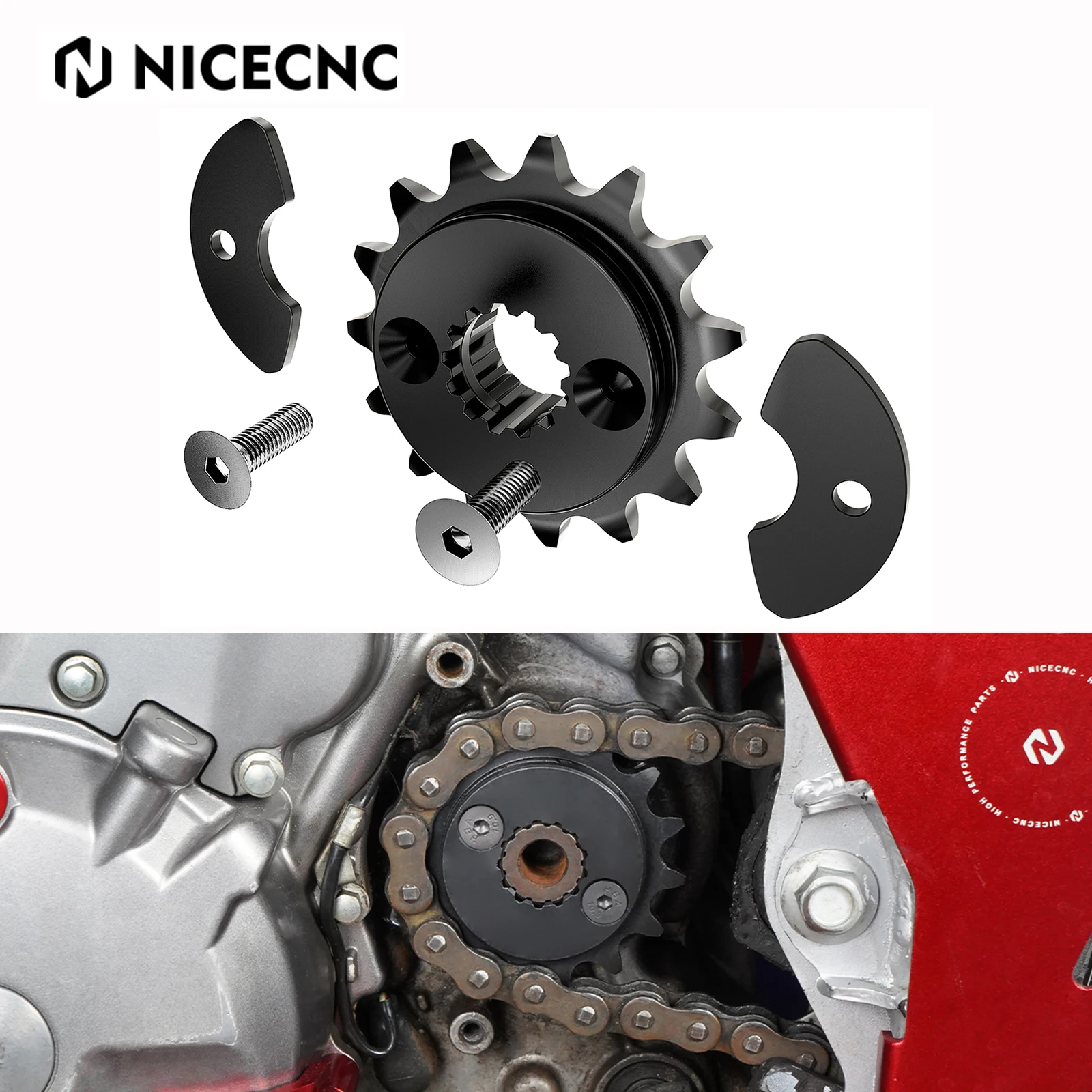 NICECNC pour Honda XR650L XR 650 L 1993-2024 2022 SuperPinion 15T pignon avant Kit d'engrenages de chaîne 20CrMnTi alliage d'acier