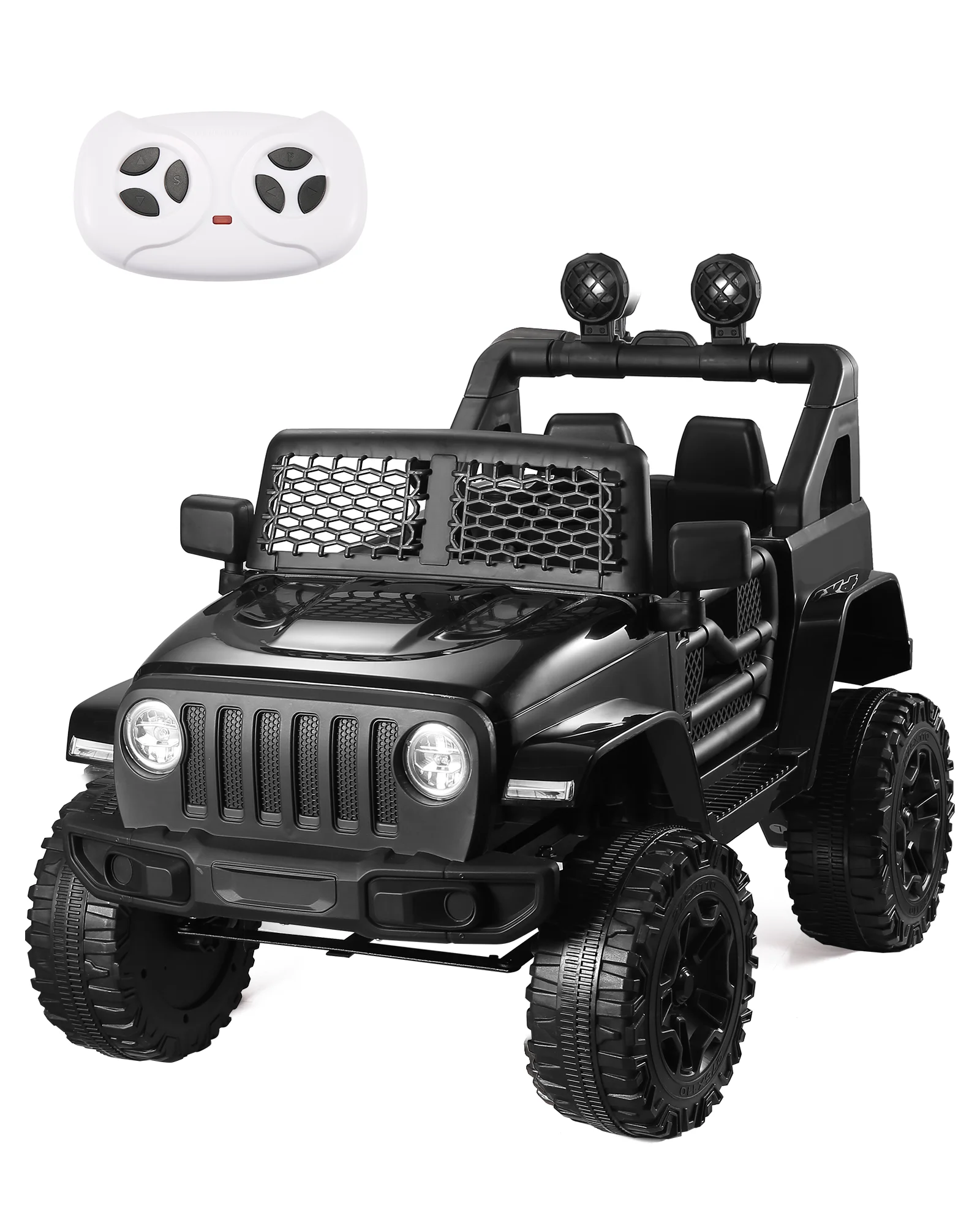 12V Kids Power Ride on Truck Car with Parent Remote Control, Bluetooth Music, Spring Suspension, LED Lights