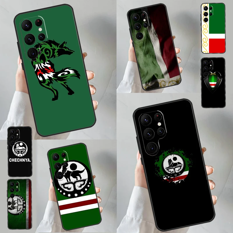 Chechnya Flag Chechen Wolf Case For Samsung Galaxy S22 S23 S24 Ultra S8 S9 S10 Plus Note 10 20 Ultra S20 S21 FE Cover