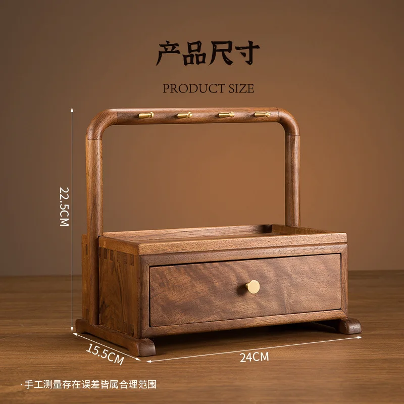 Solid Wood Bracelet Storage & Display Stand Jewelry Organizer Tray Black Walnut Color Entrance Key Holder Box for Accessories