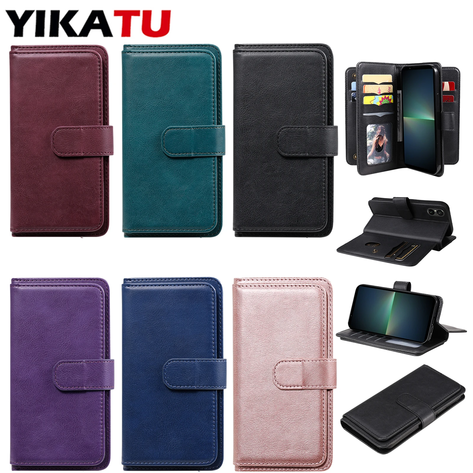

Storage Compartment Leather Wallet Case For Sony Xperia 1 IV / 1 V / 5 V / 5 IV / 10 IV / 10 V / Multi Card Flip Phone Funda