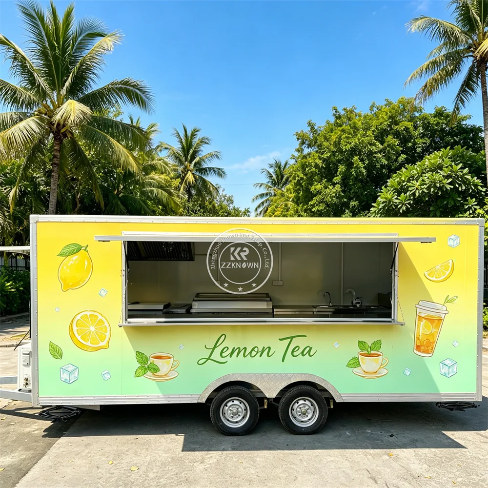

Customized Smoothie Snack Mobile Food Trailer Ice Cream Cart Fast Food Truck Street Catering Trailer With Full Kitchen