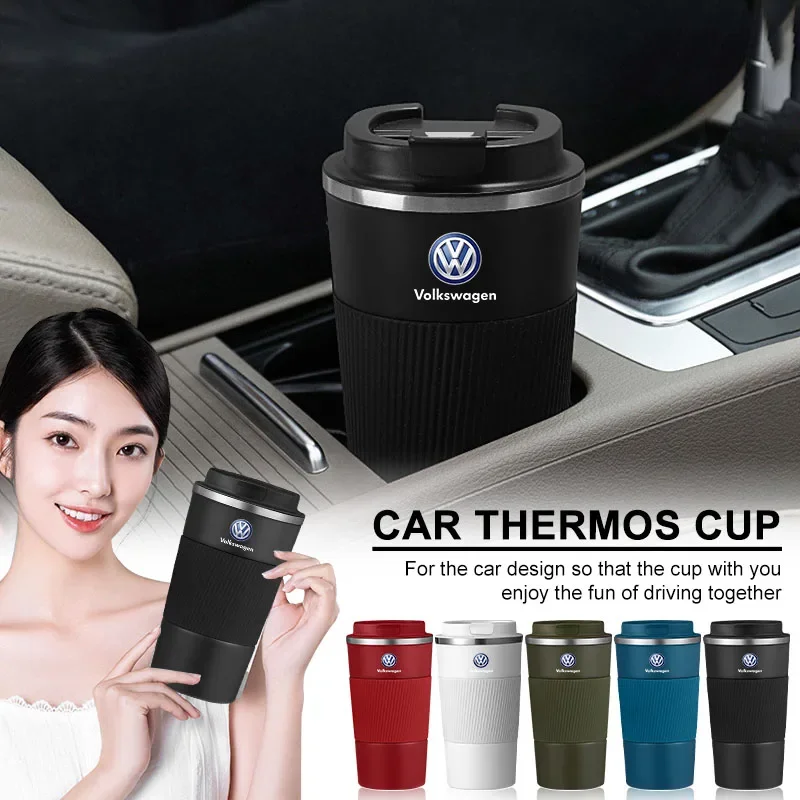 510ml Stainless Steel Coffee Tumbler Thermos Cup Travel Thermal Mug For Volkswagen VW Jetta MK5 MK6 Golf-4 5 6 7 Passat 3B7 601