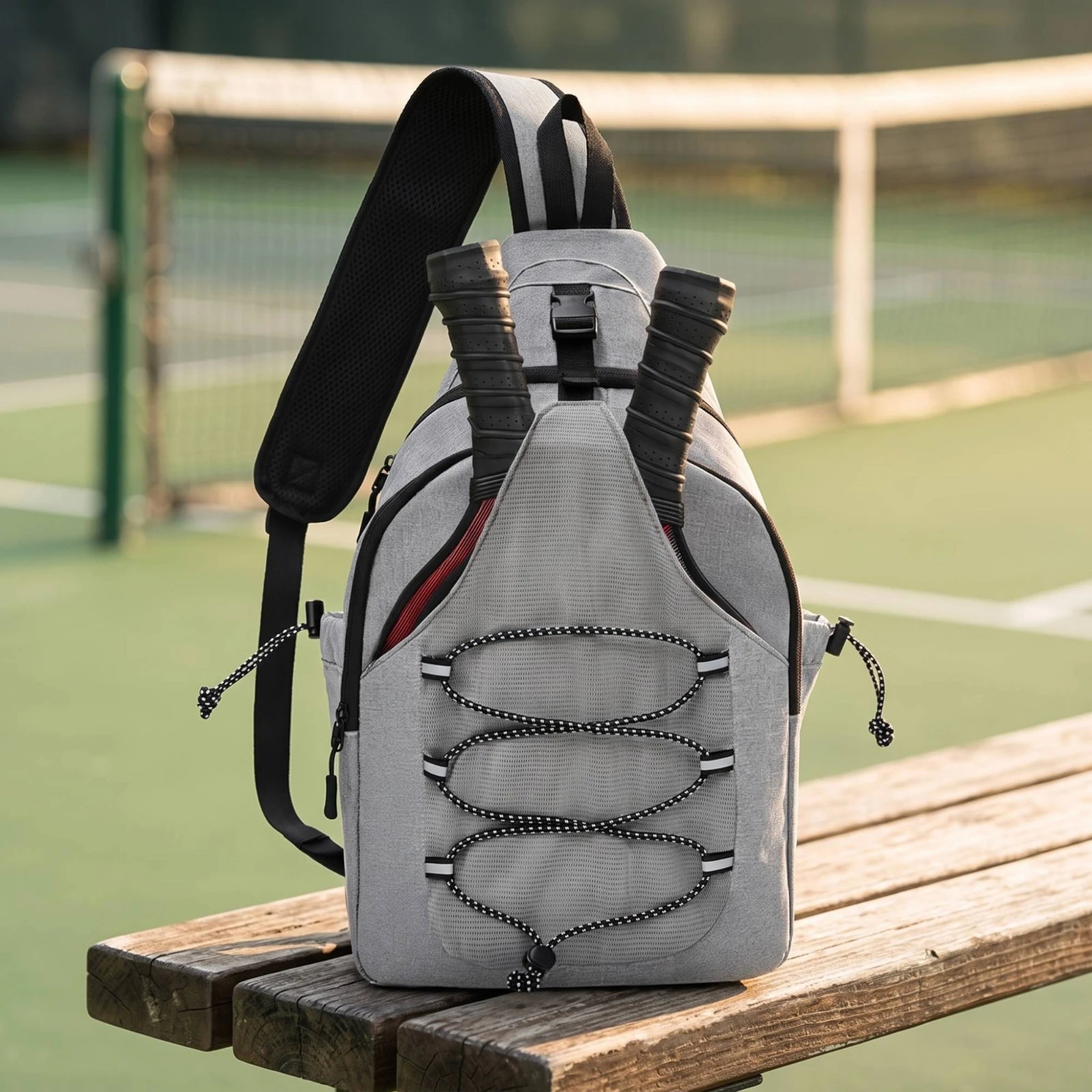 Pickleball Backpack Textured Backpack with Paddle Pocket Pickleball Bag Comfortable Adjustable for Commuters, Outdoor Play