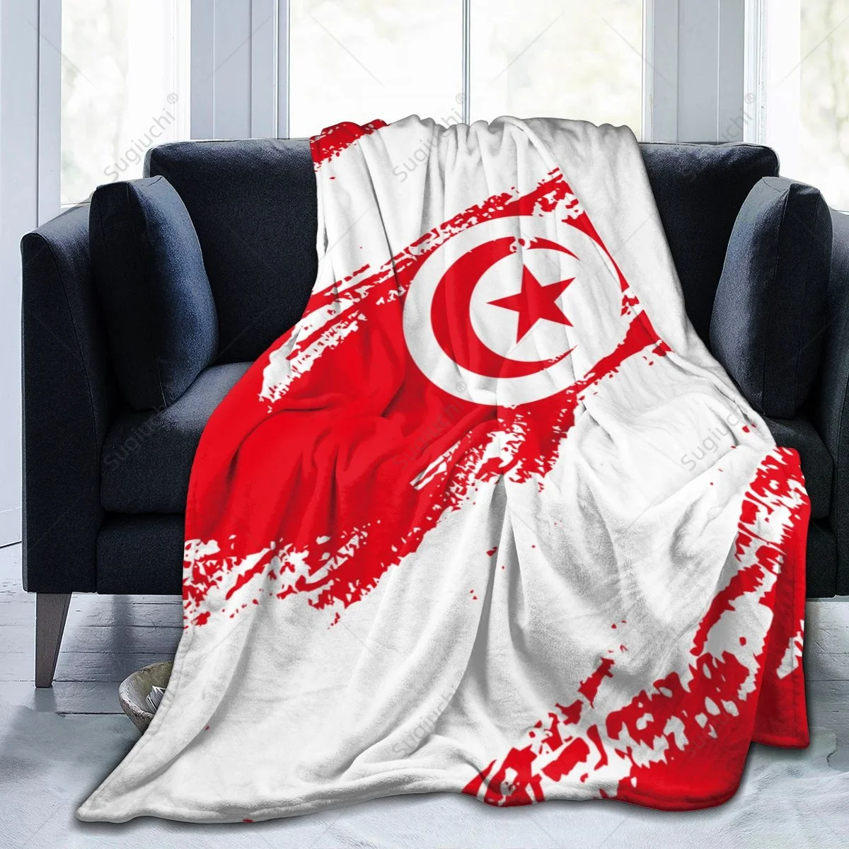 Blanket Tunisia Flag Color Flannel Multifunction Camping Sofa Cover Keep Warm