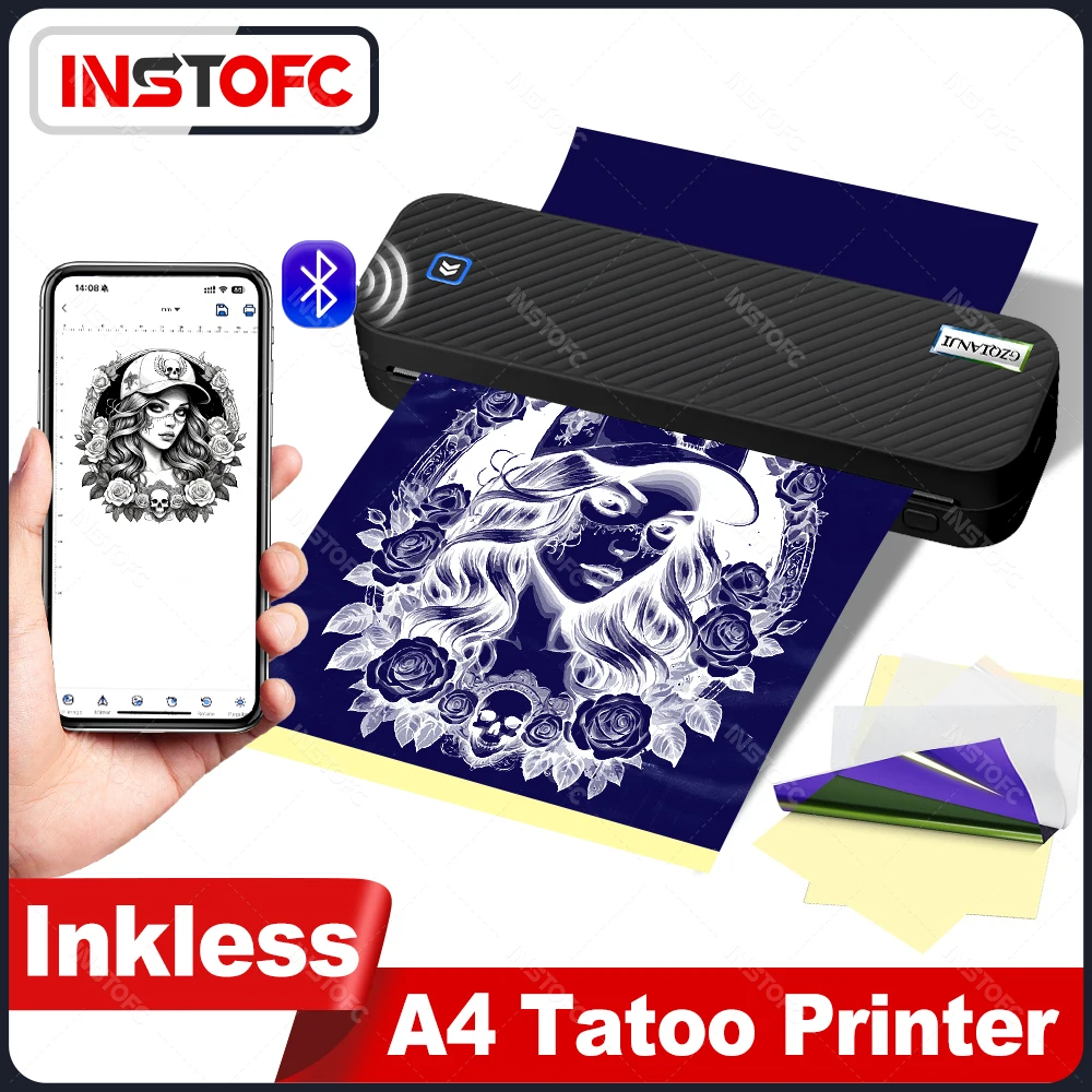 A4 Thermal Portable Printer Inkless A4 Paper Maker Wireless Bluetooth PDF Document Photo Print Machine Tattoo Stencil Printer