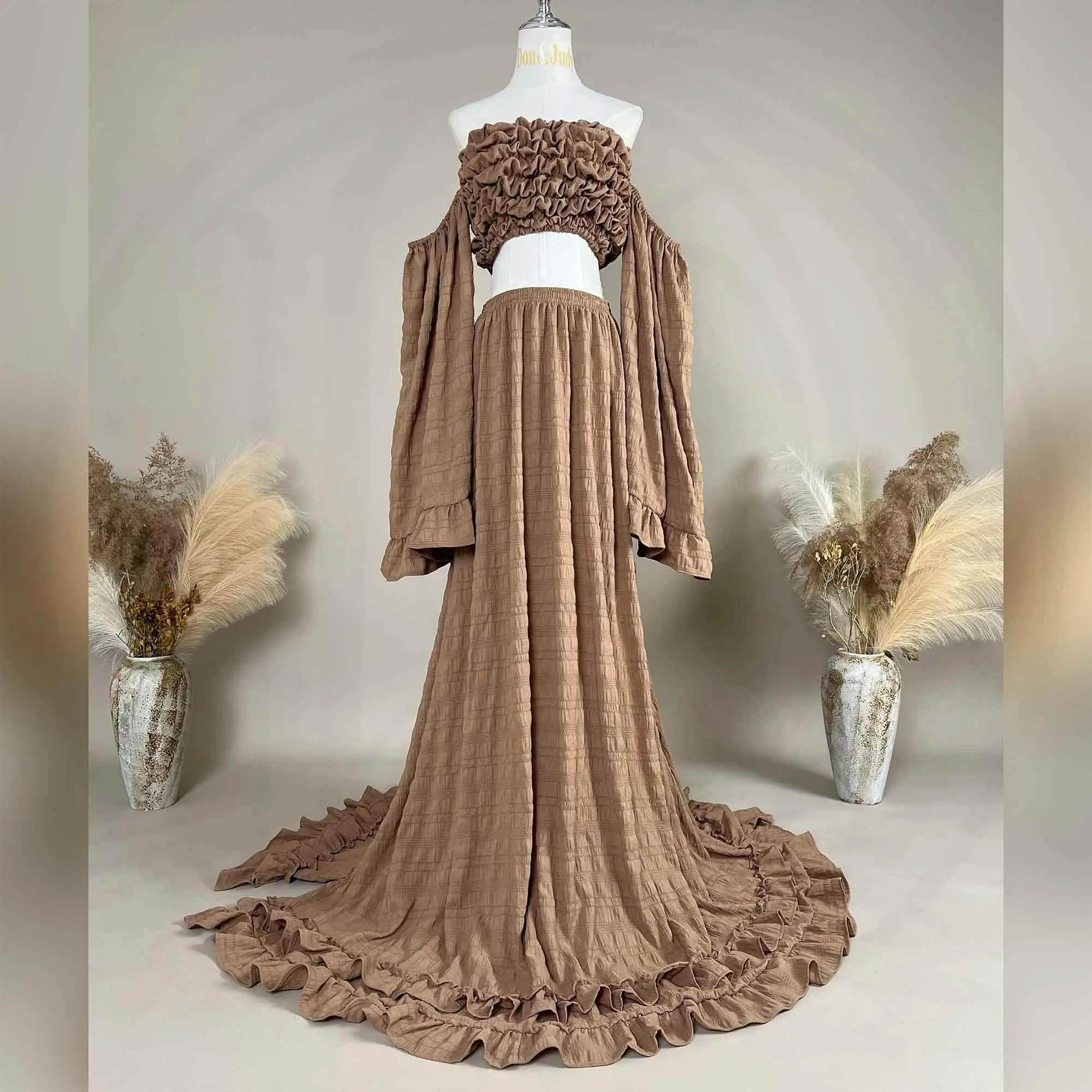 

Don & Judy комплект из двух предметов для беременных женщин, детский душ, фотография, морщинистое вечернее платье без бретелек с открытыми плечами