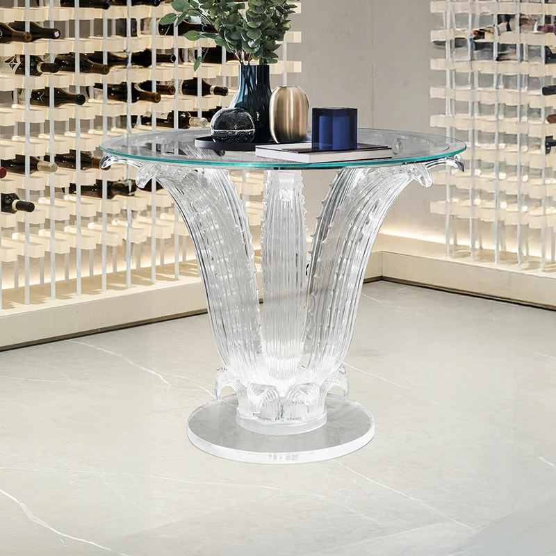 

Hotel lobby flower table entry porch end view table decoration flower several transparent crystal art middle round table