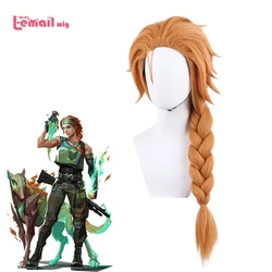 L-email wig Synthetic Hair Game Valorant Skye Cosplay Wig 70cm  Brown Color Braids Cosplay Wigs Heat Resistant Wig