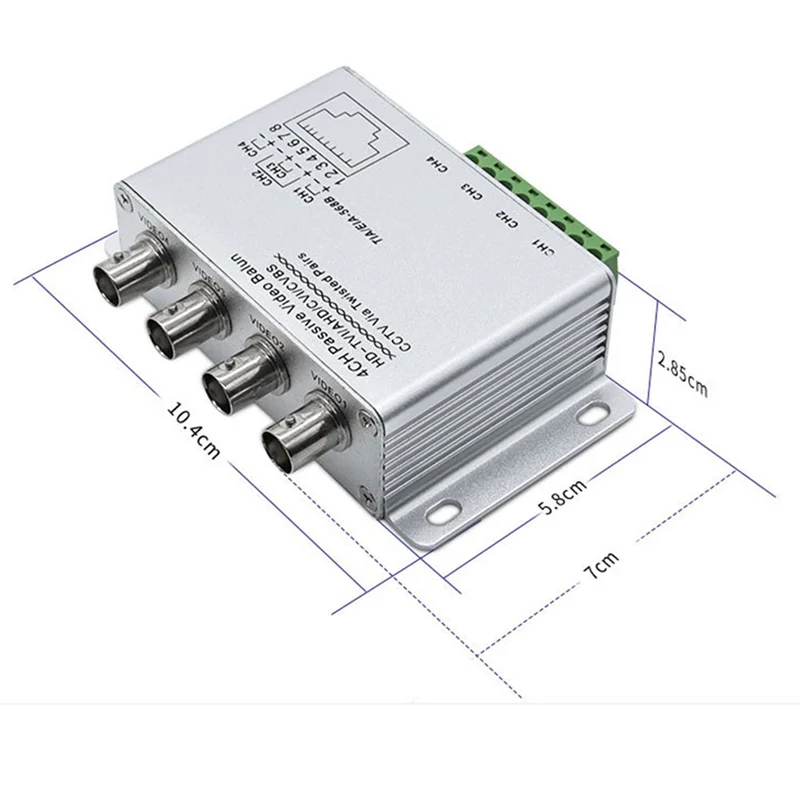 A52T 2X Passive Video Balun For TVI CVI Cameras CCTV Via Twisted Pairs UTP Video Balun 4CH Transceiver BNC To UTP RJ45(4CH)