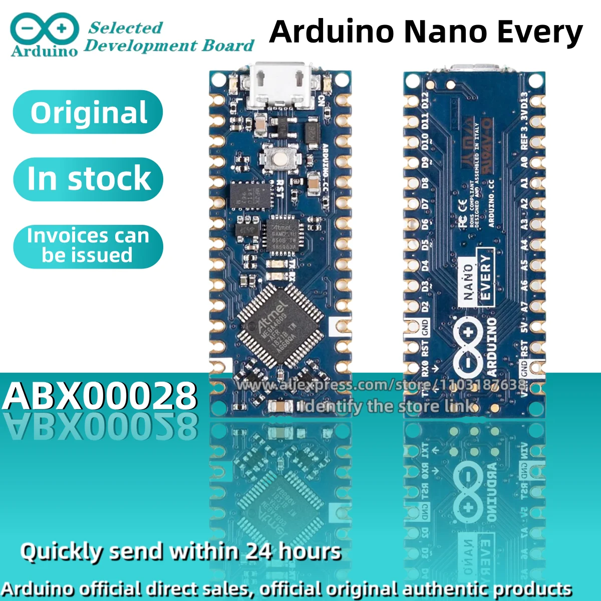 1PCS/LOT Arduino Nano Every ABX00028 ATMega4809 Development Board Original stock