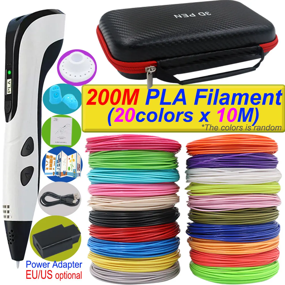 2026 neue 3D Druck Stift DIY Dreidimensionale Malerei Kinder Spielzeug Mit LCD Screen Power Adapter 200 M PLA Filament spielzeug Geschenk