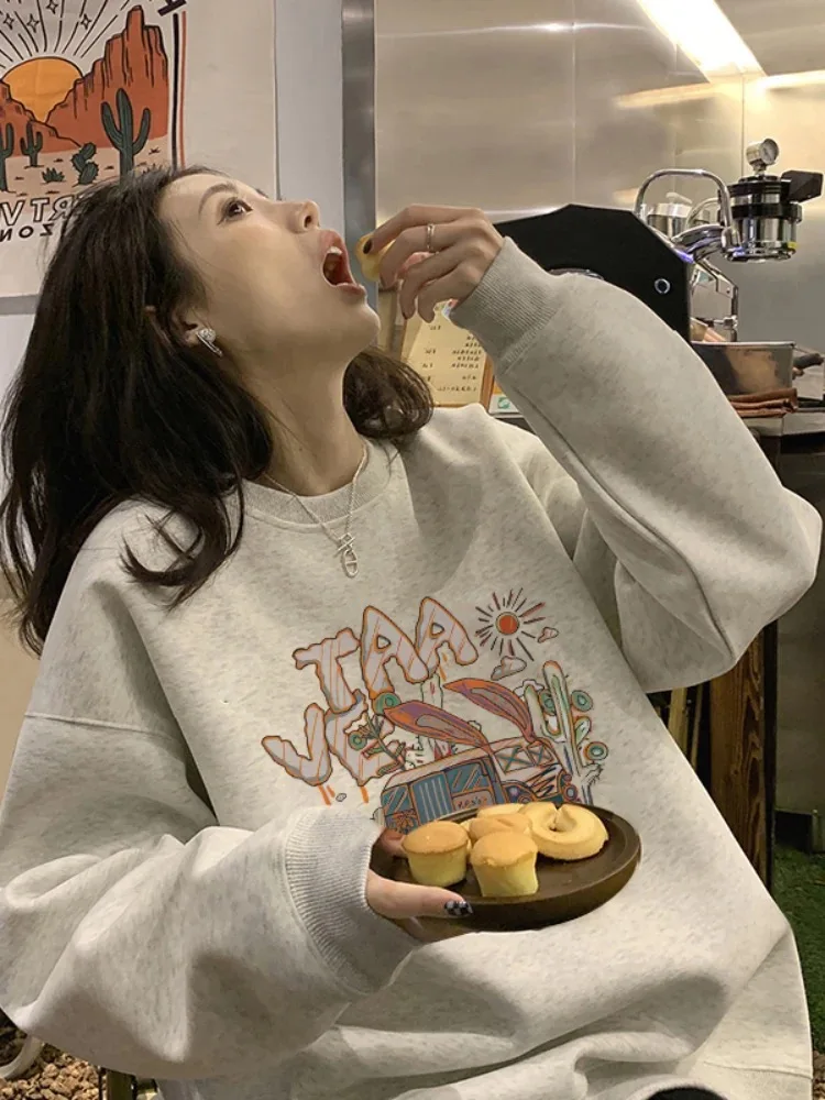 

American Lazy Chic Hatl Sweatirt Women's Spring Autumn 2024 New Initial Oversize Jaet Trendy Brand High-End Feeling