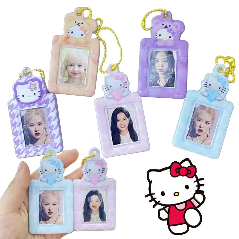 

Kawaii Hello Kitty 1 Inch Card Holder Sanrioed Kt Cat Series Photo Booth Card Cover Idoll Id Card Holder Pendant Bag Decoration