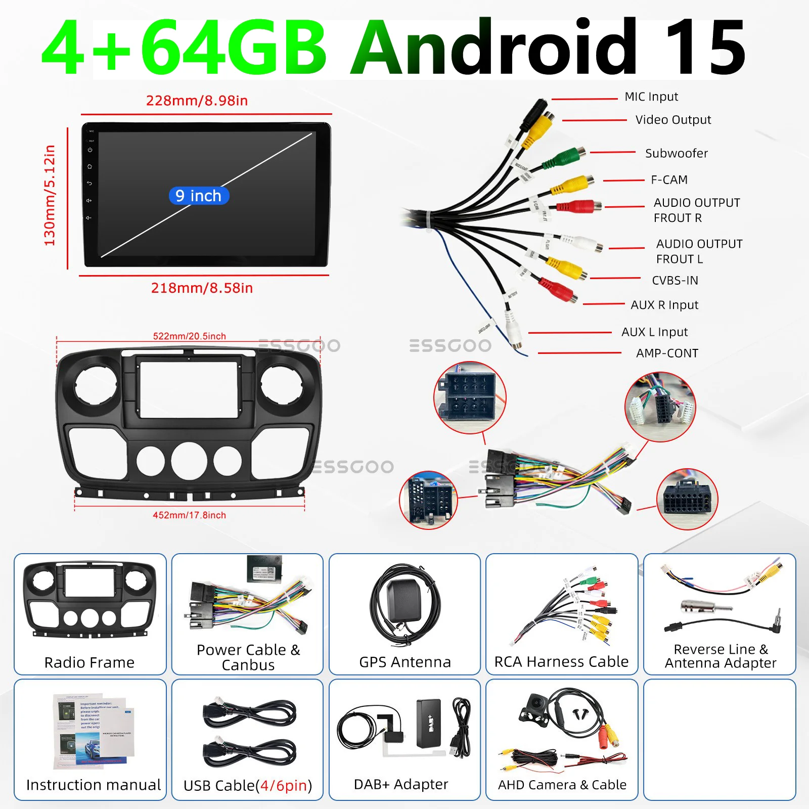 MOPECT Android Auto Radio voor Renault Master 3 III Nissan NV400 Opel Movano Draadloze Carplay Auto Multimedia GPS 2din autoradio