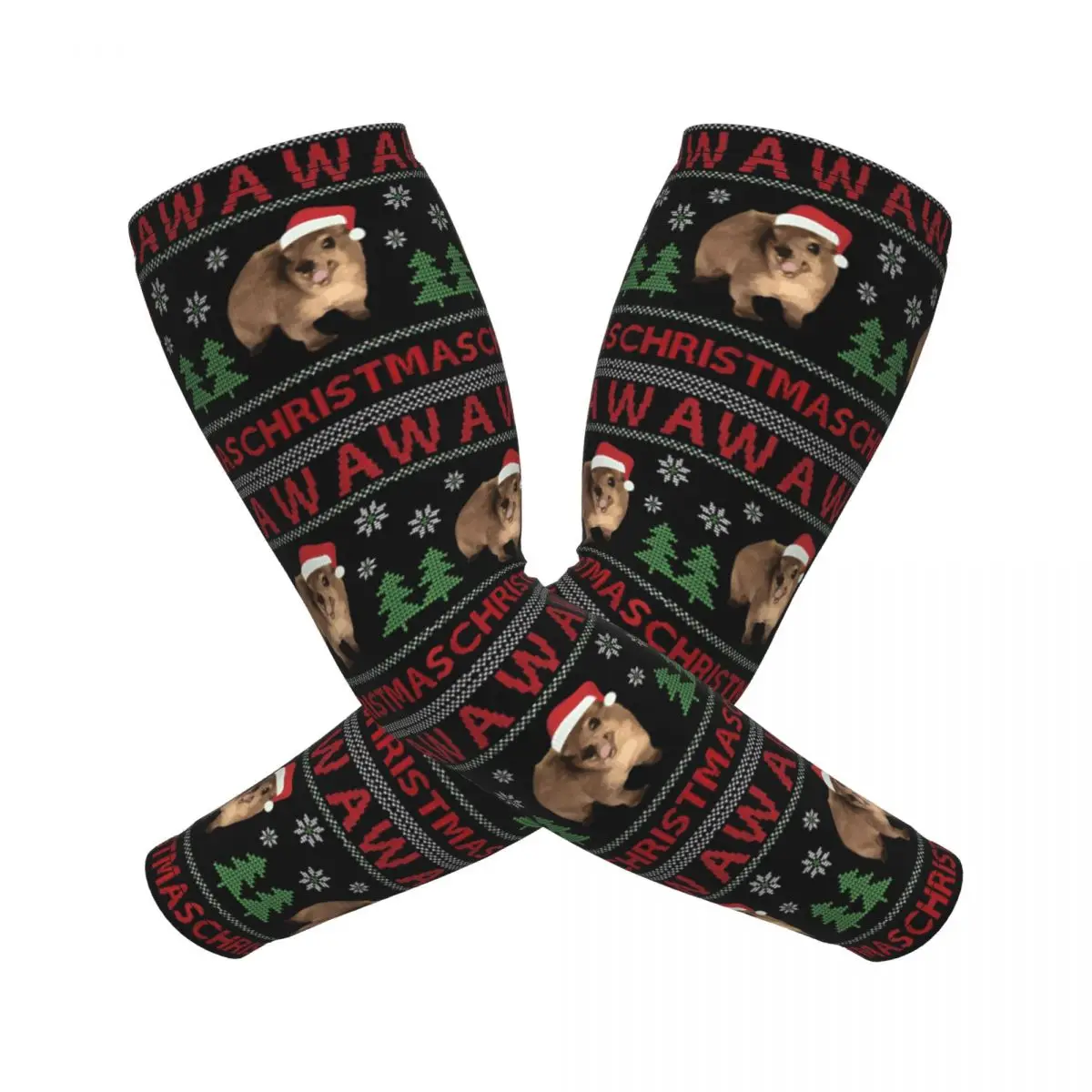 Christmas Wawa Mug Animal Hyrax Arm Sleeves Men Women Sun UV Protection Tattoo Cover Up Sports Cooling Cycling