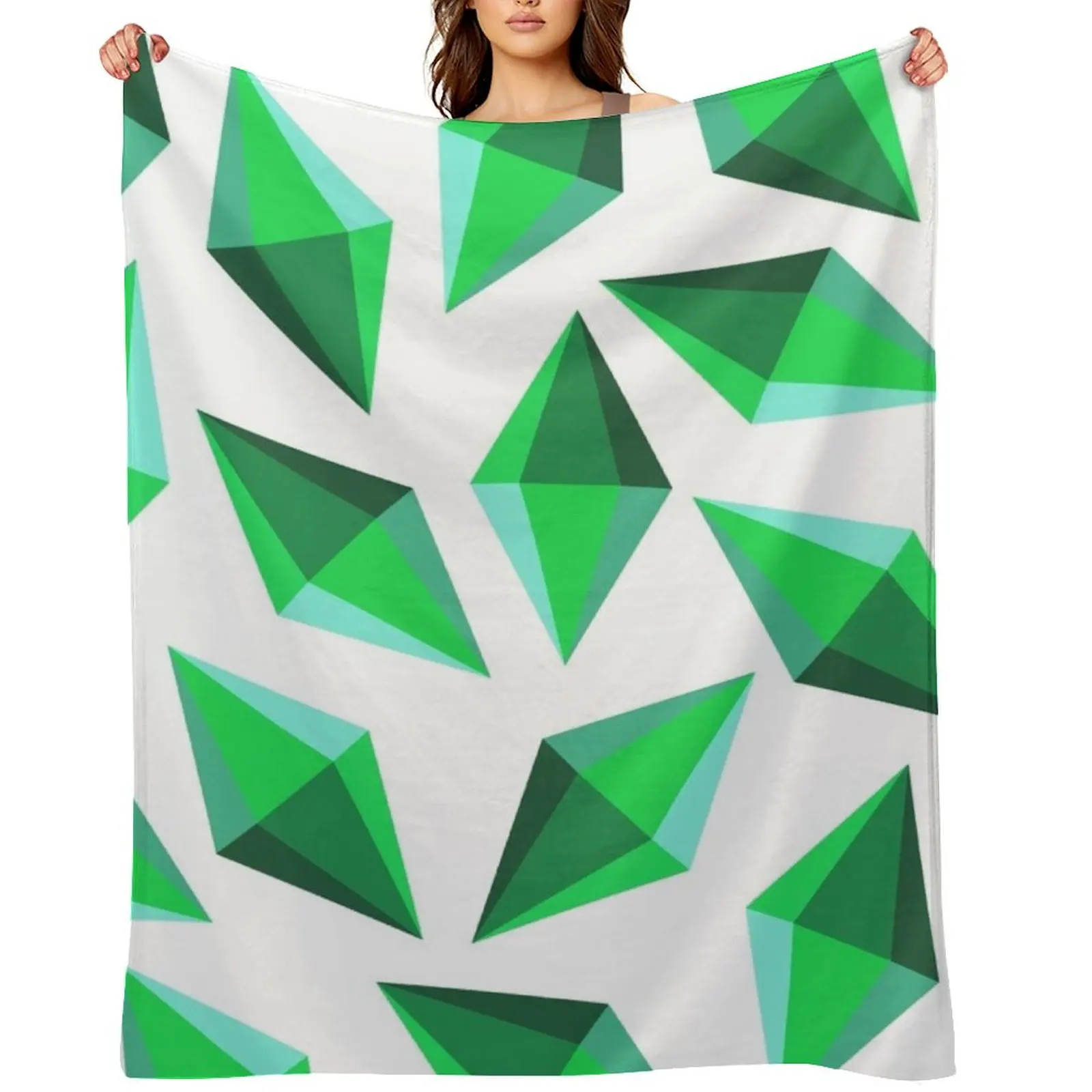 

Spinning Plumbobs Alternative Green Throw Blanket Flannel Thin Luxury Designer funny gift Blankets