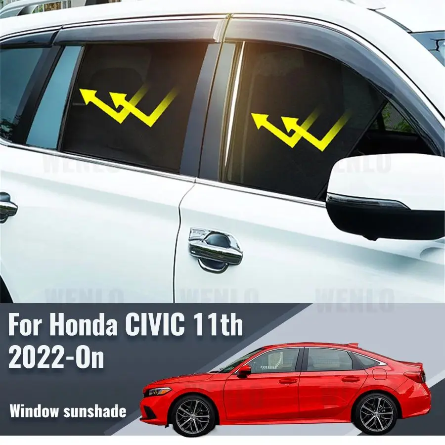 

For Honda CIVIC 11th 2021 2022 2023 2024 Magnetic Car Sunshade Front Windshield Curtain Rear Side Window Sun Shade Shield