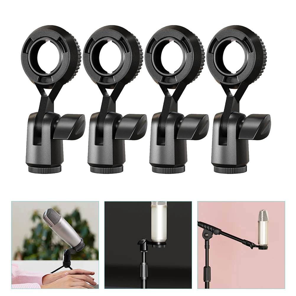 4 Pcs Stand Clip Holder Wireless Mic Holder for Desktop Wireless Mic Rotation Adjustable 270 Degree Universal Set