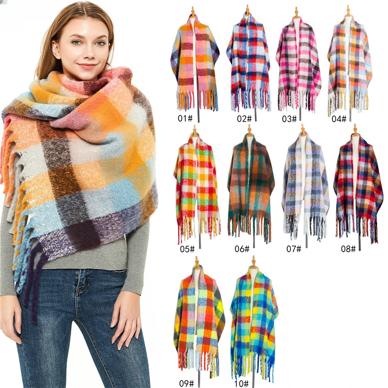 2023 NEW Luxury Cashmere Women Plaid Scarf Winter Warm Shawl and Wrap Bandana Pashmina Long Tassel Female Foulard Thick Blanket