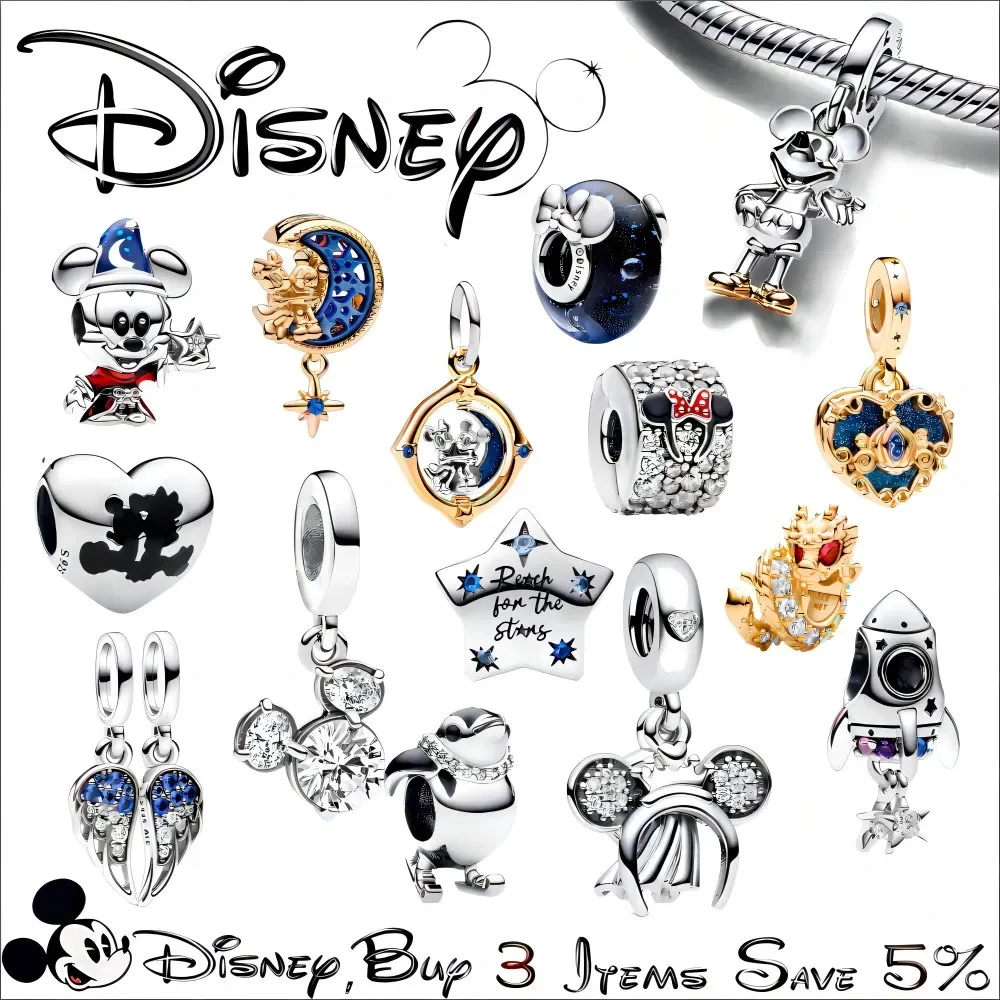 

Disney Minnie Heart Charm Mickey Love Pendant Fit Original Pandora Bracelet DIY Bead Charms For Women's Party Jewelry Gift 2024