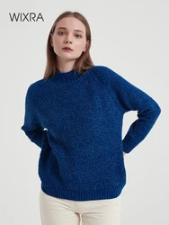 Wixra Thick Sweater Women Knitted Pullover Full Sleeve Casual Half High Collar Jumpers Chenille Clothing Autumn Winter Hot