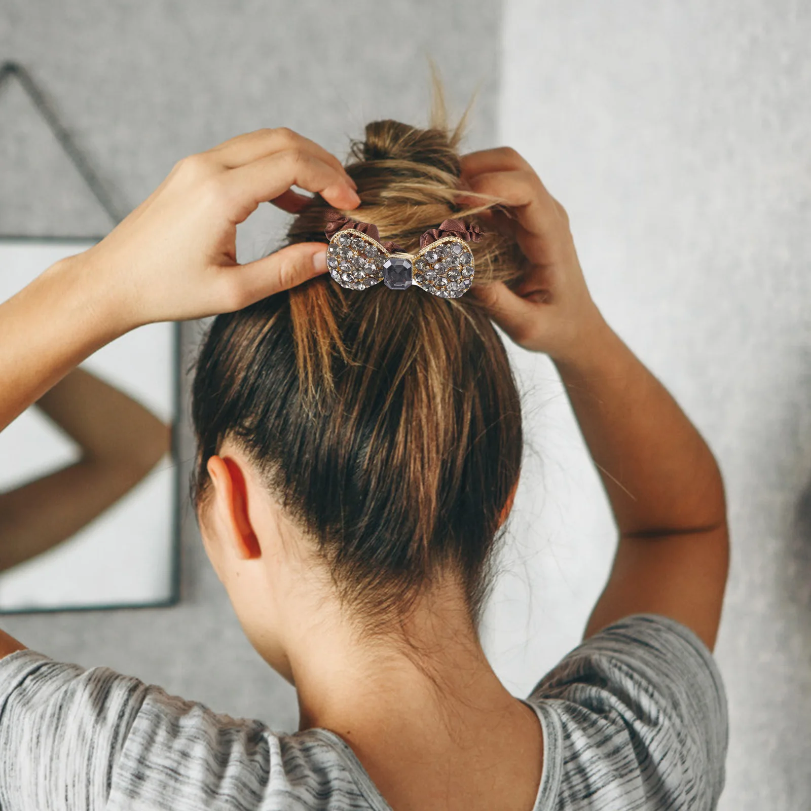 

Crystal Full-length Hair Ring Decorative Band Circle Rhinestones Daily Accessory Tie Polyester Bands Bow Ropes Scrunchie