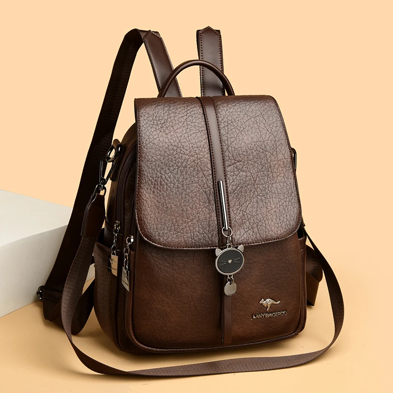

Brand Fashion Backpacks for Teenage Girls Women High Quality Leather Backpack School Bag Large Capacity Travel Backpack