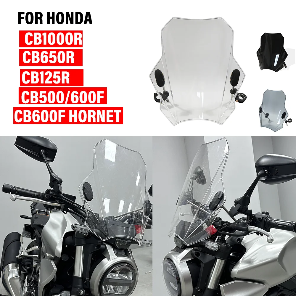 

FOR HONDA CB 650R CB1000R CB125R CB650F CB600F CB500F Universal Motorcycle Windshield Spoiler For Street Bike Windscreen Kit