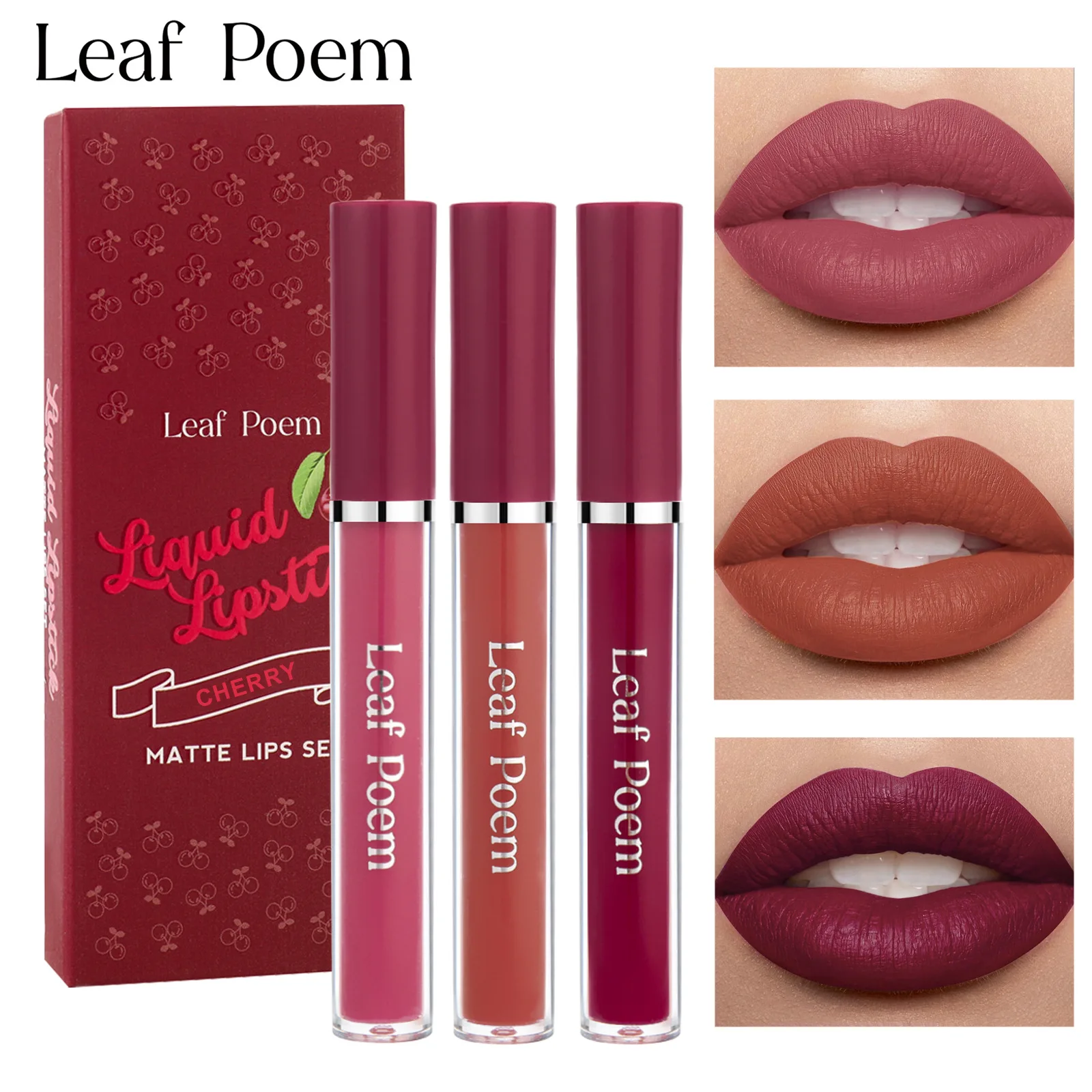 Trio – rouge à lèvres liquide mat, résistant aux taches, ensemble de 3 couleurs, formule légère, sans résidus blancs, sans cruauté, essentiel quotidien