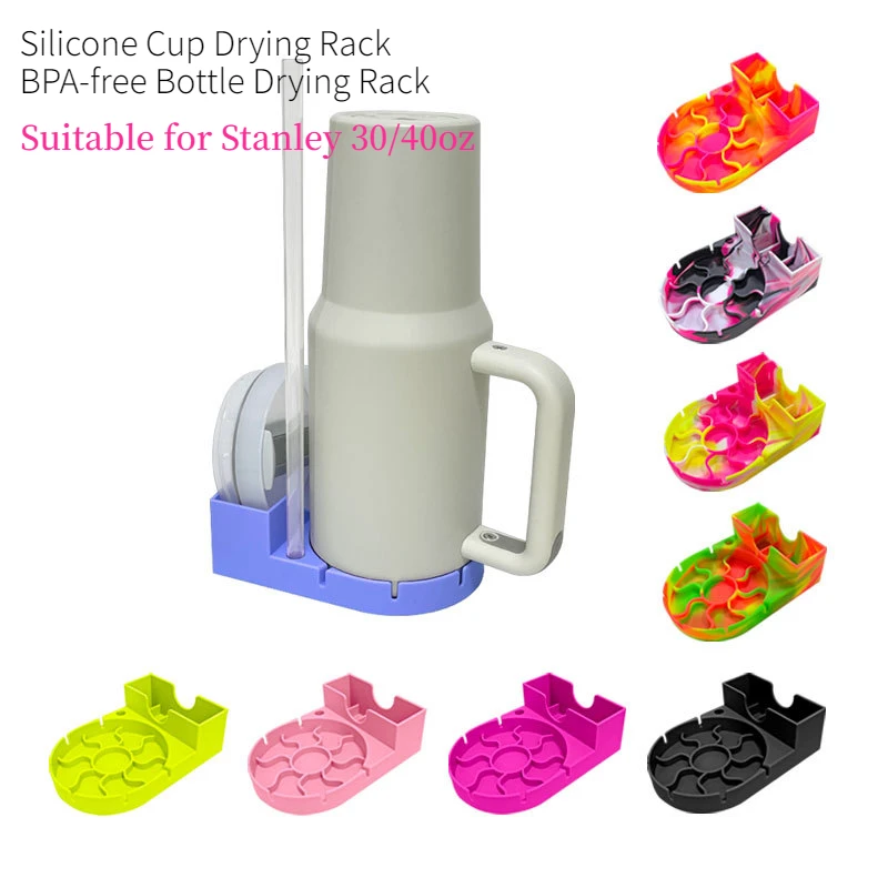 

Silicone Tumbler Dry Rack Non-Slip Tumbler Drying Station Sports Bottle Drainer Stand for Stanley 30/40oz Cup Lid Straw
