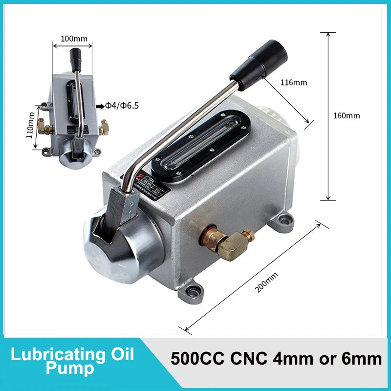 Lubrificazione manuale Pompa olio Lubrificazione manuale 500CC CNC 4mm / 6mm Doppia uscita / Porta uscita singola Pompa lubrificante manuale