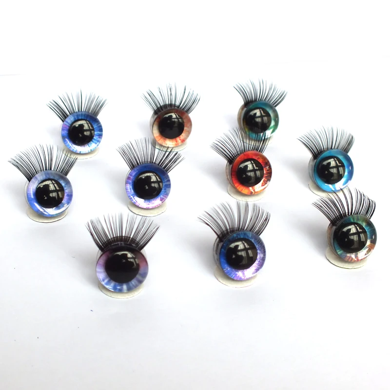 10 Kinds Of Color 12-30mm 33D Safety Glitter Toy Eyes For DIY Plush DIY Doll Making Supply Accessories Plush Toy Eyes Eyelash