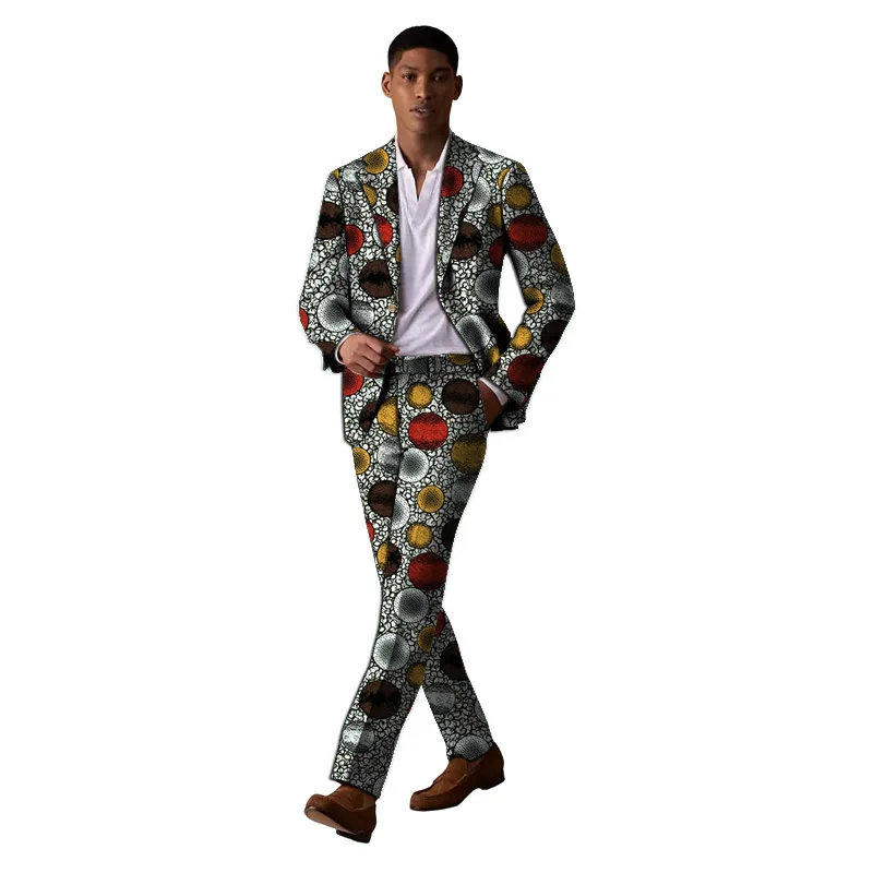 Original Design Men's Suits Blazers+Trousers Colorful Print African Clothes For Wedding Male Party Outfits
