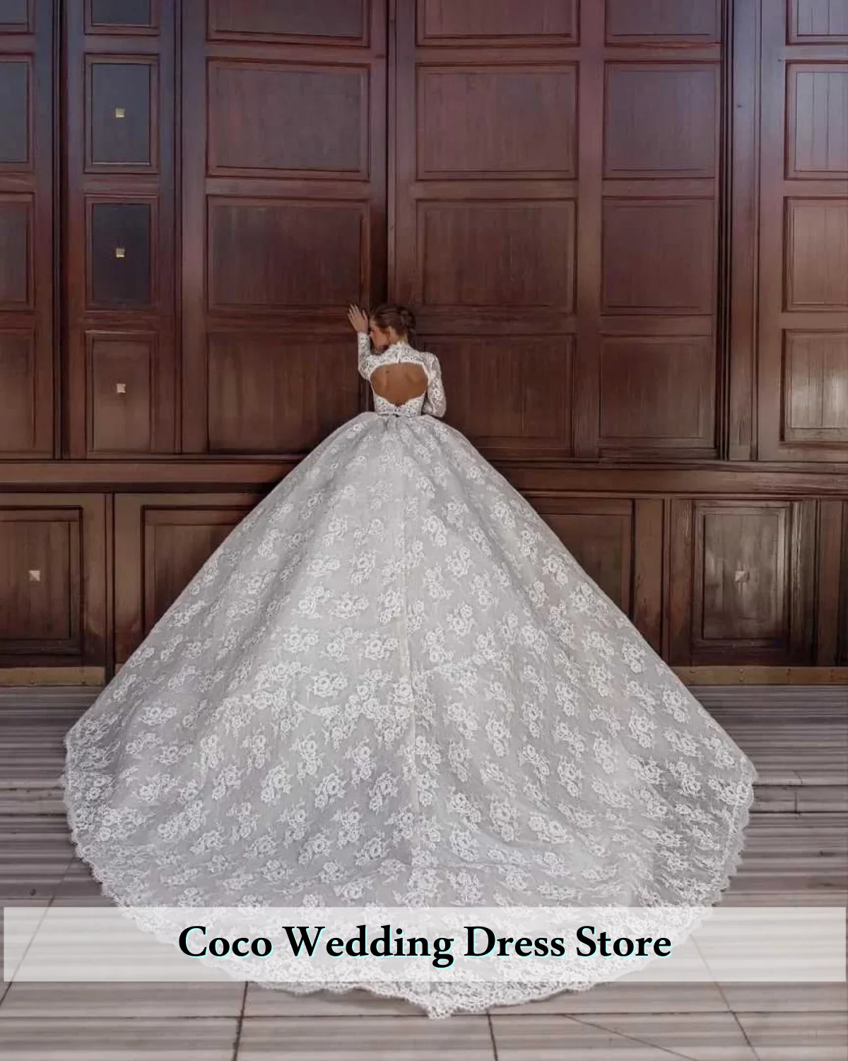 Personalizado elegante vestido de baile real vestidos de casamento mangas compridas vestidos de casamento renda vestido de noiva robe de noiva