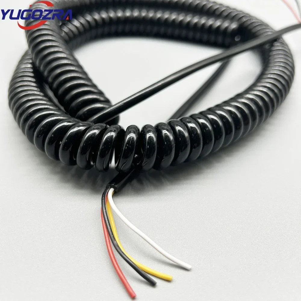 20 AWG Spiral Cable TPU Spring Cold Resistant Helix Power Cable Black High Cord  4 Wire Coiled Cord