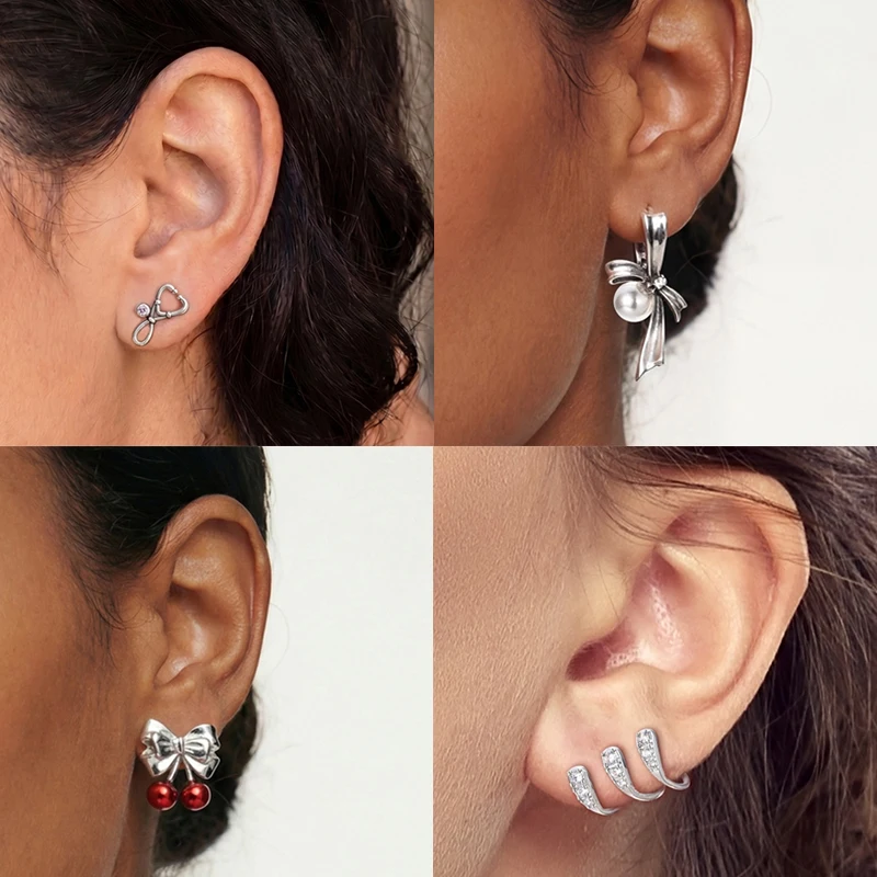 925 Sterling Silber Ohrstecker Kirsche Delfin Avocado Schmetterling Biene Blume Feder Bunter Schmuck Geschenk für Frauen Mädchen – Detail 10