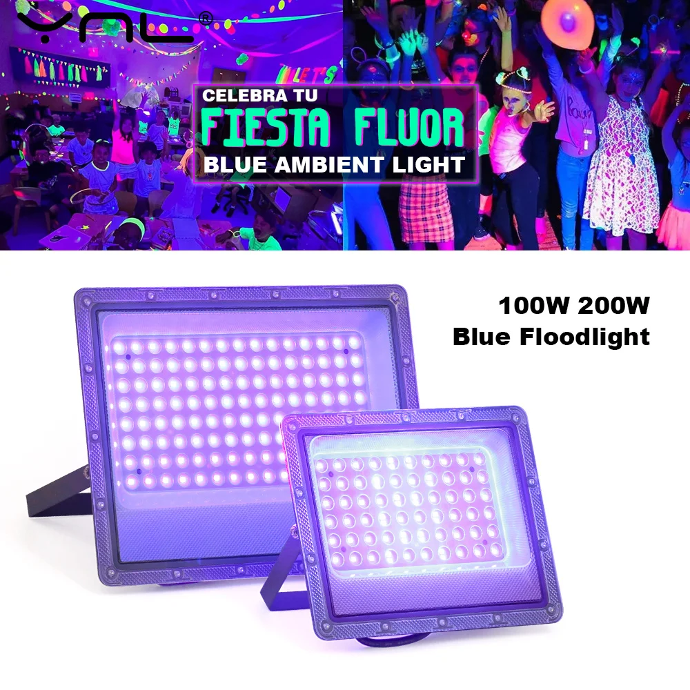 Led UV Floodlight 220V Waterproof 100W 200W Fluorescent Party Disco Stage Light Ultravilet Lamp Outdoor LED Stage Blacklight