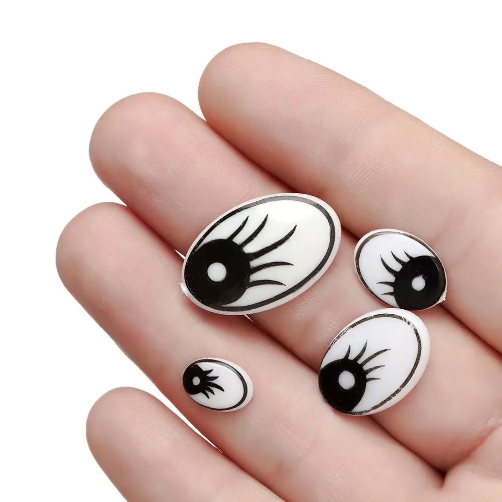 50pcs/bag 4 Sizes Puppet Making Cartoon Animal Doll Eyes For Stuffed Toys Dolls Black Eyelash Eyes DIY Craft Accessories