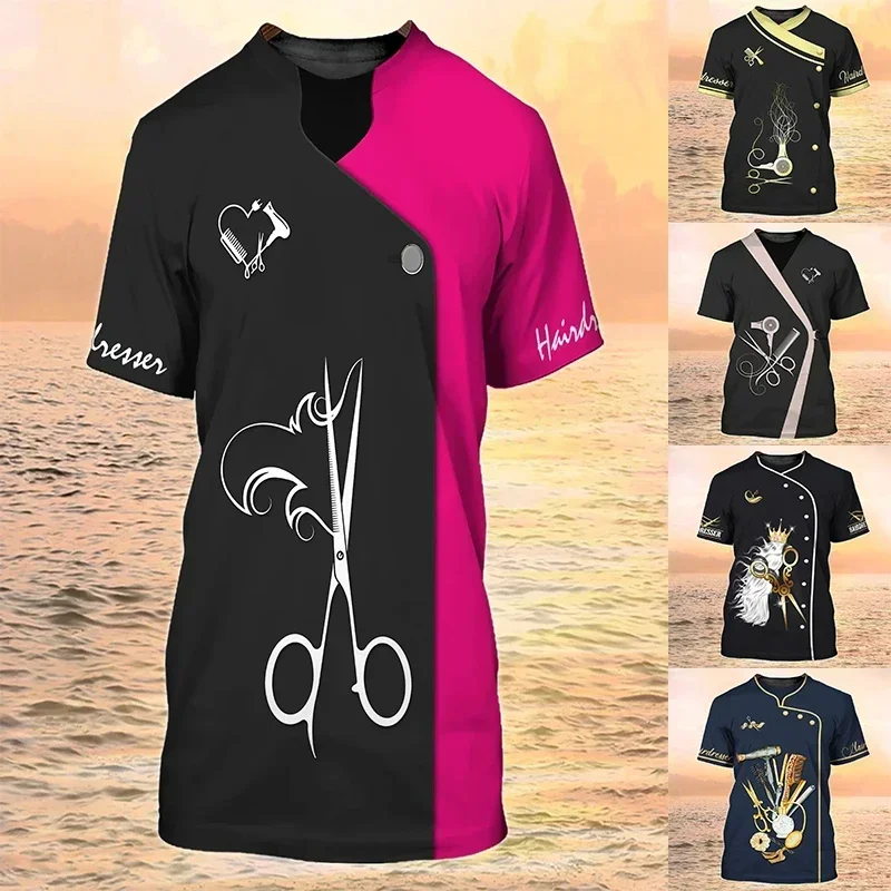 

Casual Fashion Hairdresser Oversized T Shirt Hair Stylist Salon Men Women 3D Print T-Shirts Streetwear Tees Y2K Clothing