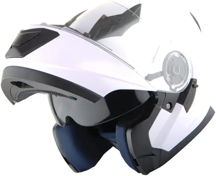 

New Motorcycle Bike Modular Full Face Helmet Dual Visor Sun Shield: Glossy White