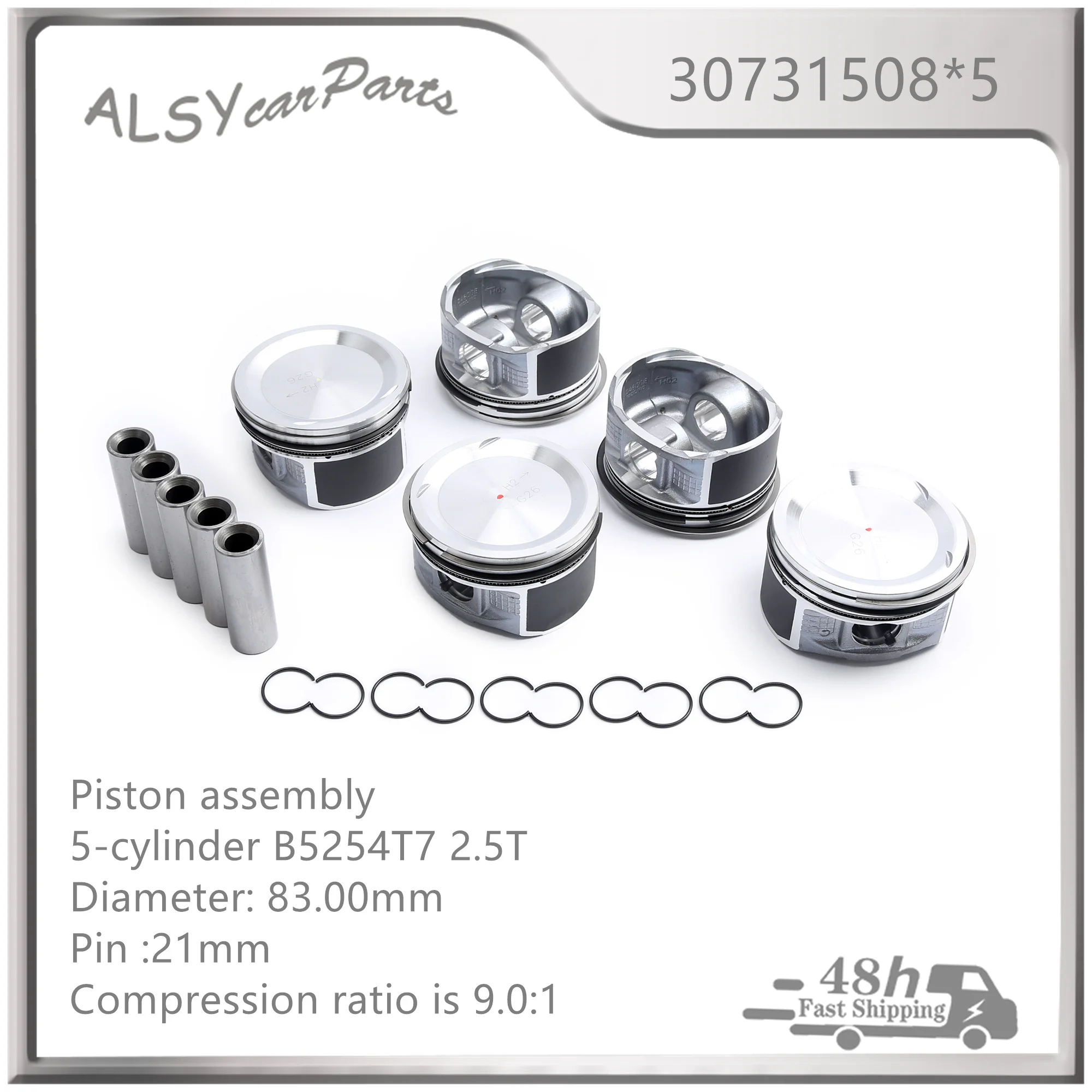 

5 Cylinder Engine Piston with Ring Set 30731508 STD for Volvo C30 C70 S40 S60 S80 S80 V50 V70 V70 XC9 B5254T7 2.5T