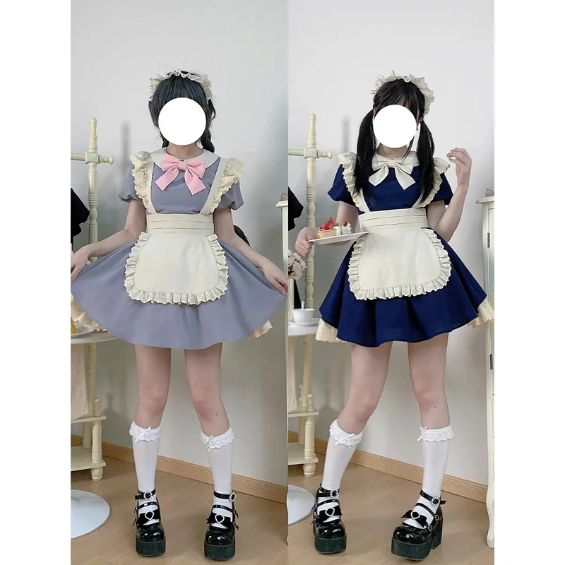 Harajuku Original Design Ancient Morning Style Pleated Lace Op Lolita Multi-color Maid Outfit Tea Party Birthday Gift Girls