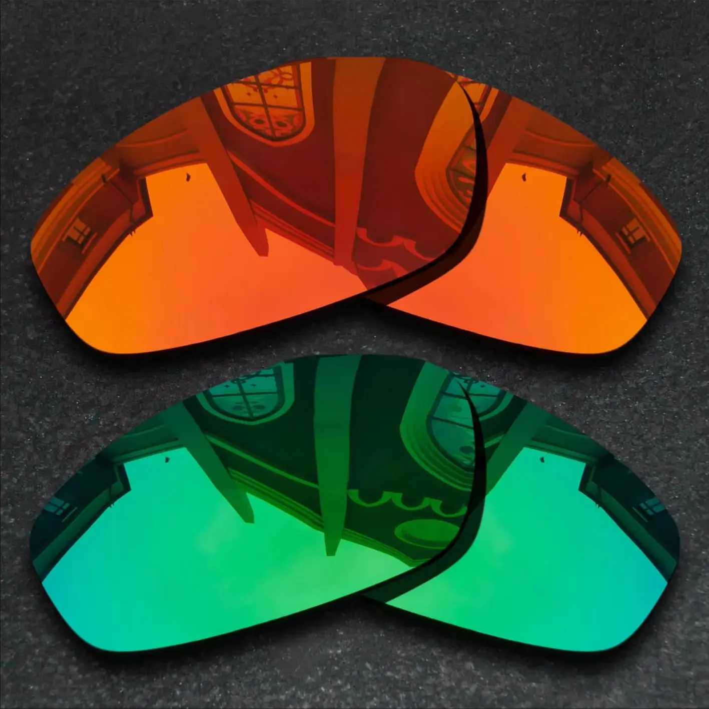 

Red Orange&Jade Green Sunglasses Polarized Replacement Lenses for Oakley Split Jacket