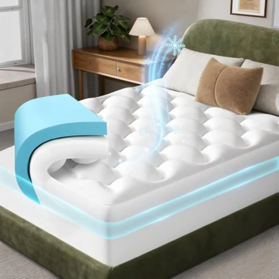 

Cooling 4 lnch Size Dual Layer Mattress Topper, 2 Inch Gel Memory Foam, 2 Inch Soft Breathable Pillow Top Pad, Bedroom Mattress