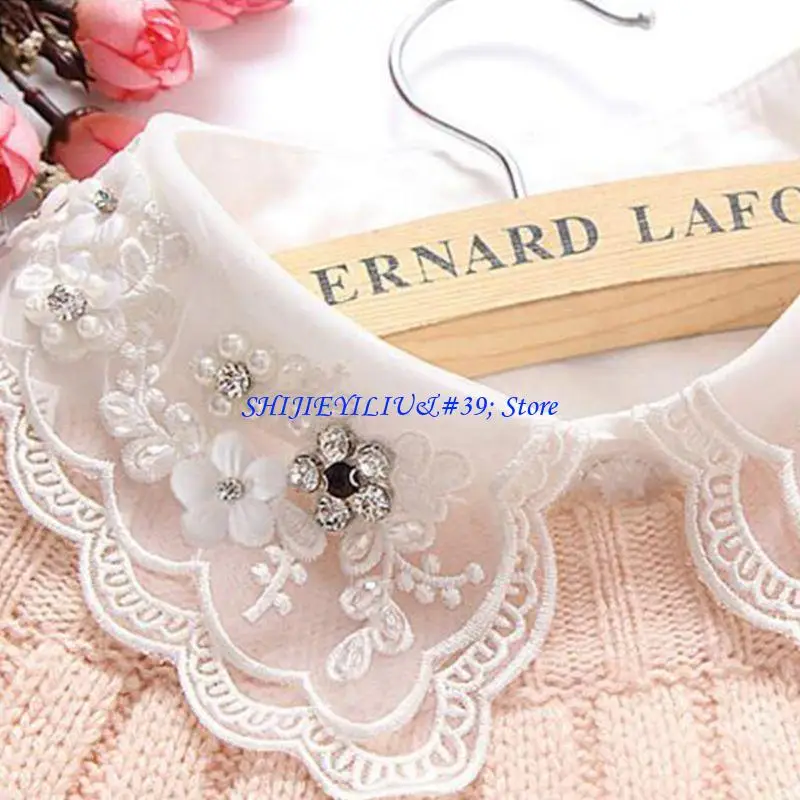 

E21F Retro Beaded Collar Necklace Choker Neckline Detachable False Collar Necklace