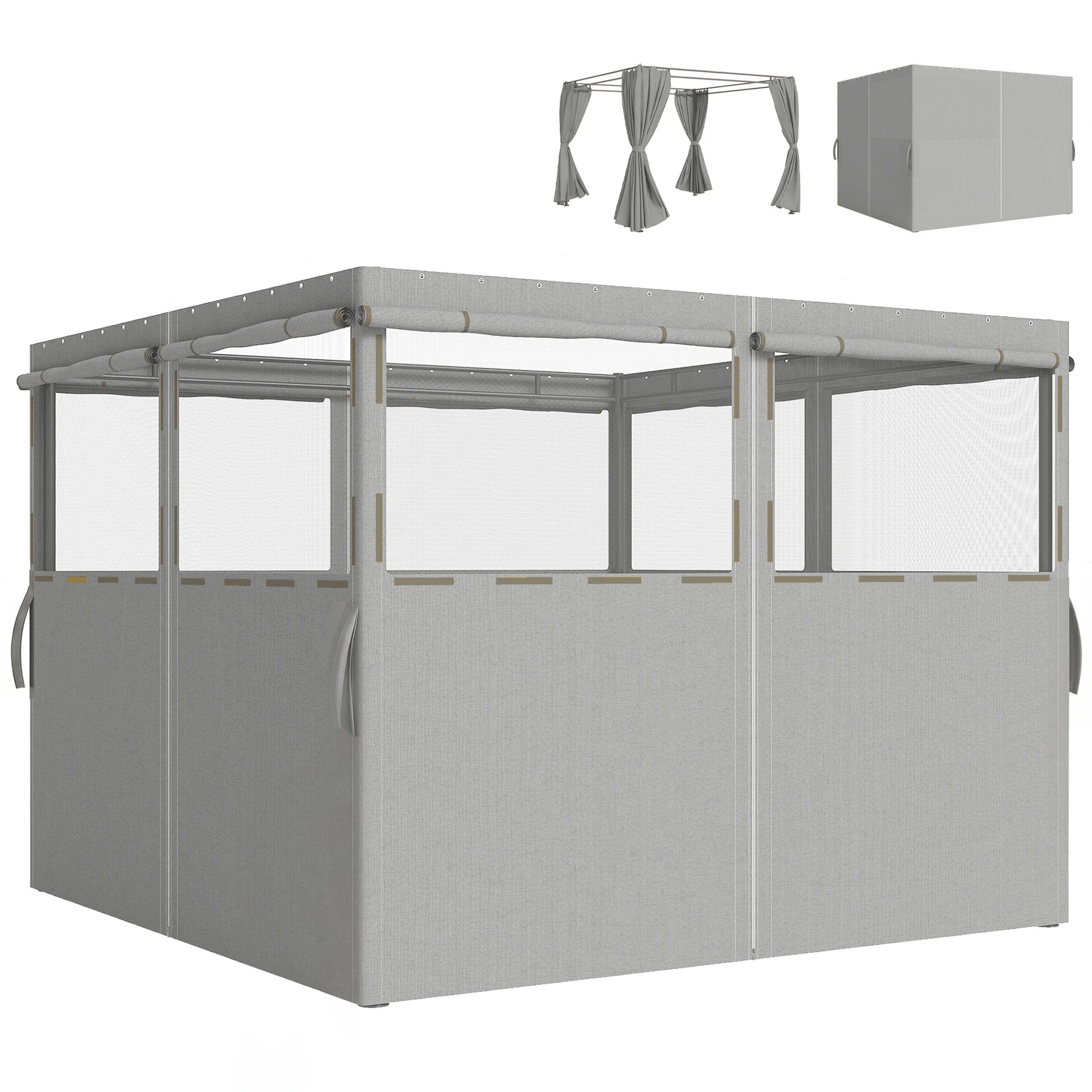 Outsunny 4 Paredes Laterales para Cenador 3x3 m Protección UV 30+ Gris Claro