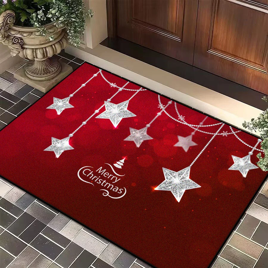 

Christmas Theme Decoration Home Red Carpet Living Room Non-slip Easy Cleaning Entrance Door Mat Big Size Soft Bedroom Decor Rug